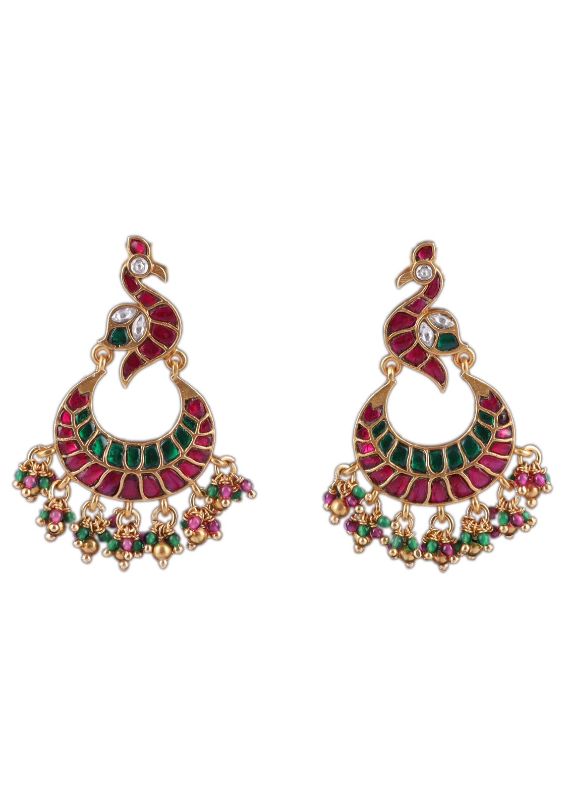 Designer Elegant Peacock Jadau Kundan Chandbali Earrings