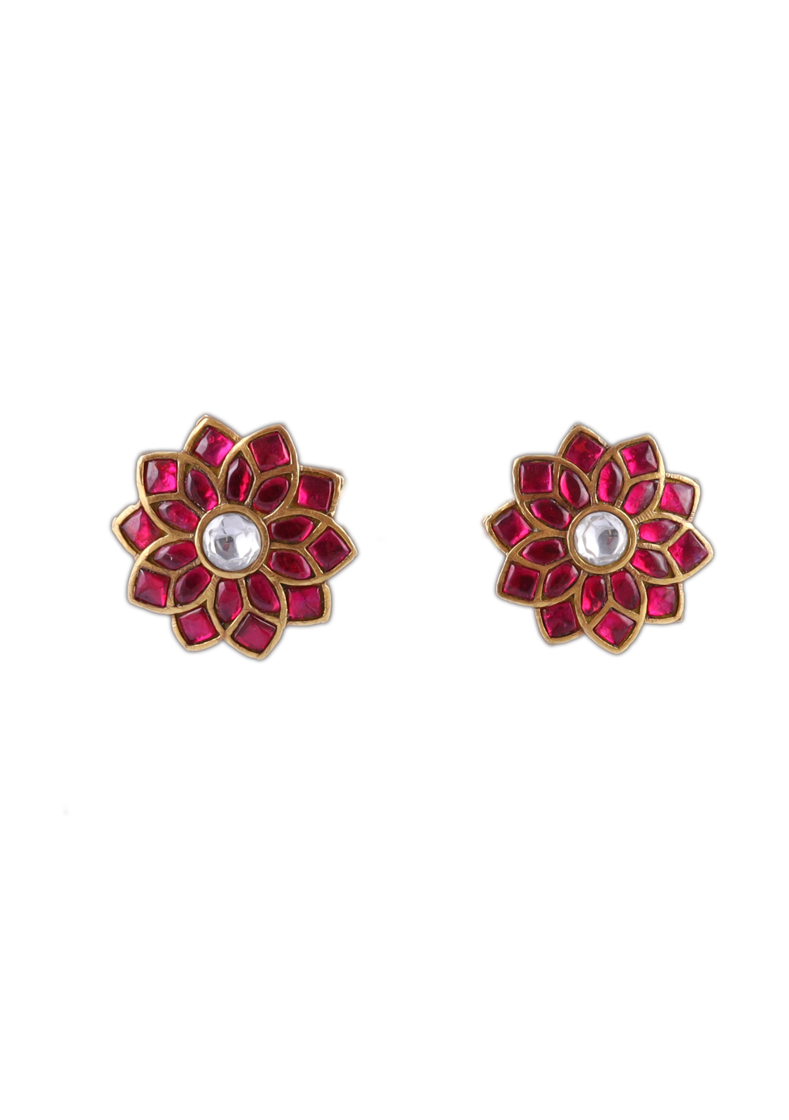 Beautiful Floral Pattern Jadau Kundan Stud Earrings