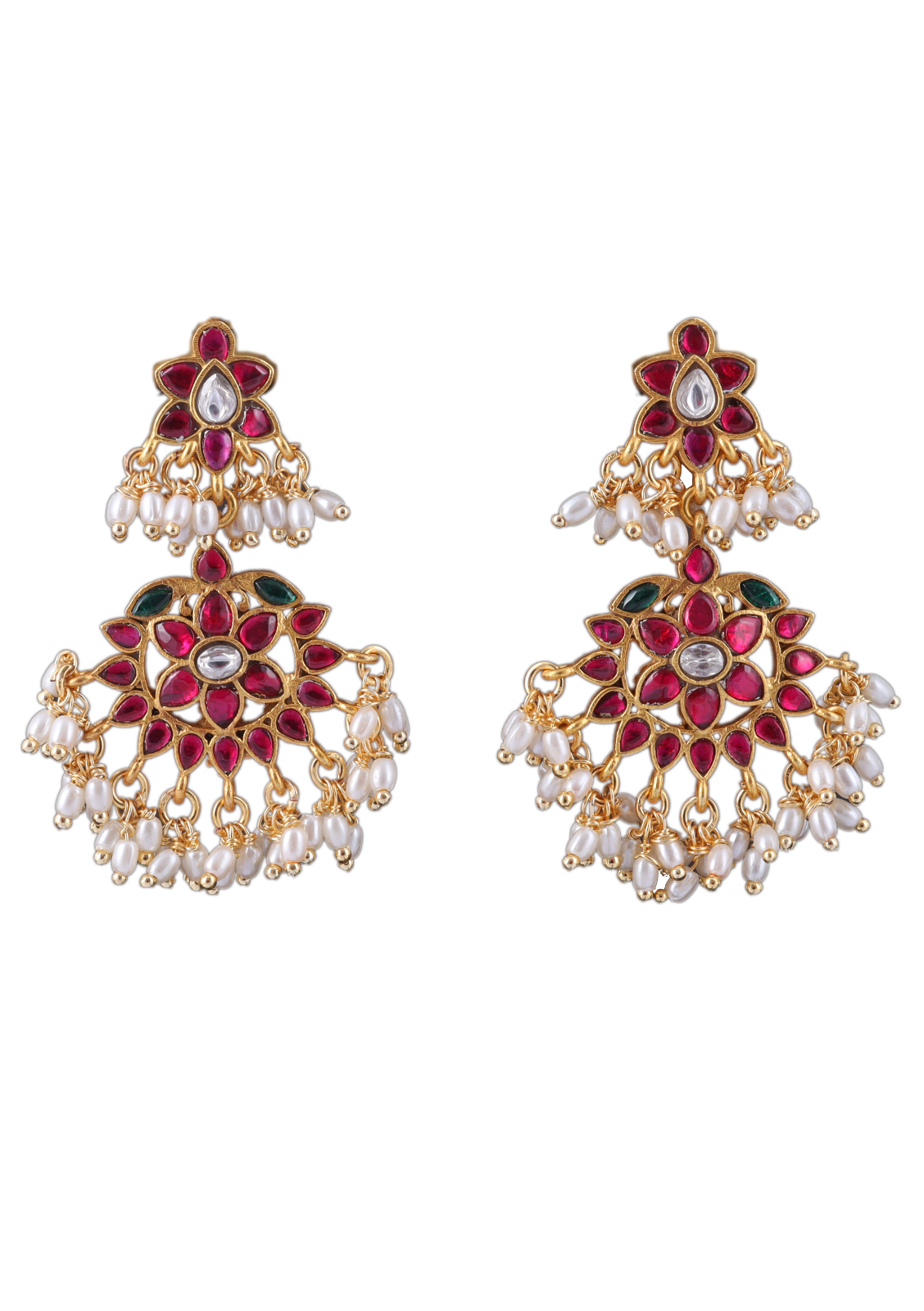 Classic Jadau Kundan Earrings with Rice Pearls