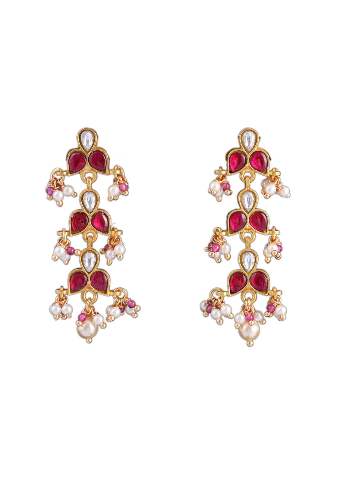 Classic Simple Dangler Jadau Kundan Earrings with Pearl Hangings