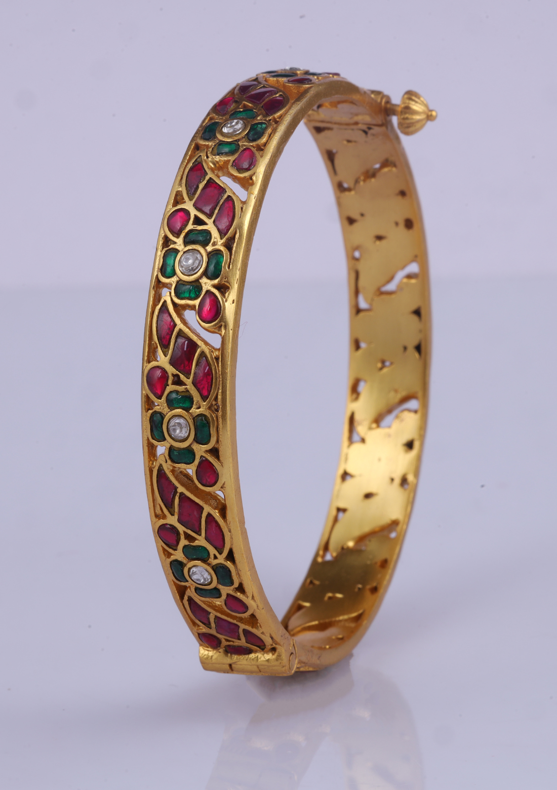Unique Style Designer Jadau Kundan Openable Single Bangle