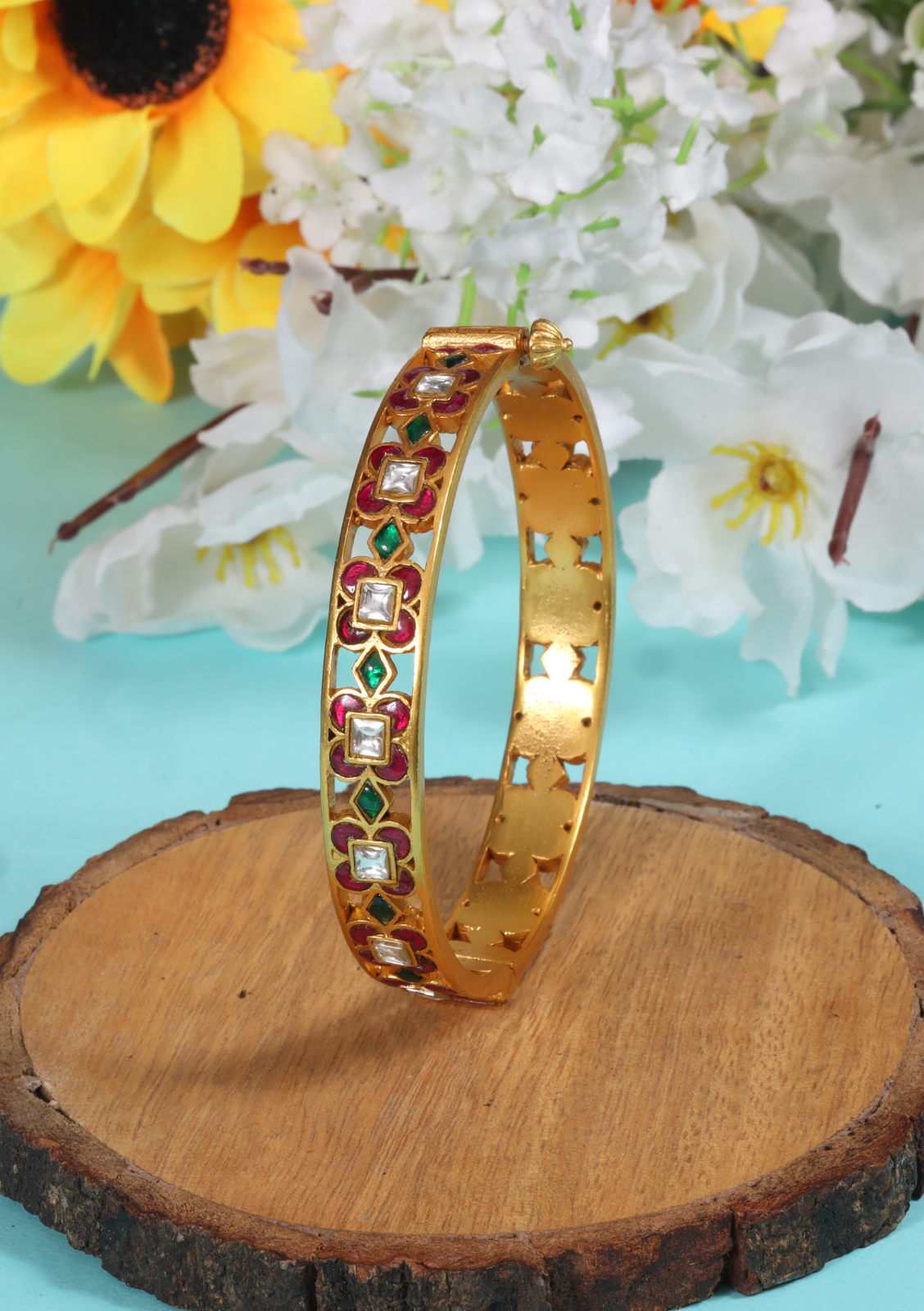 Classic Designer Jadau Kundan Openable Single Bangle