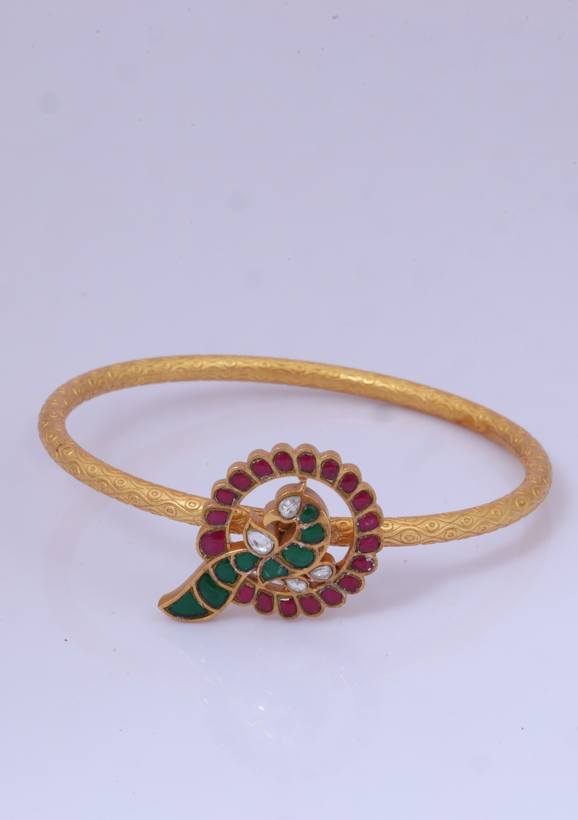 Elegant Peacock Jadau Kundan Designer Single Bangle