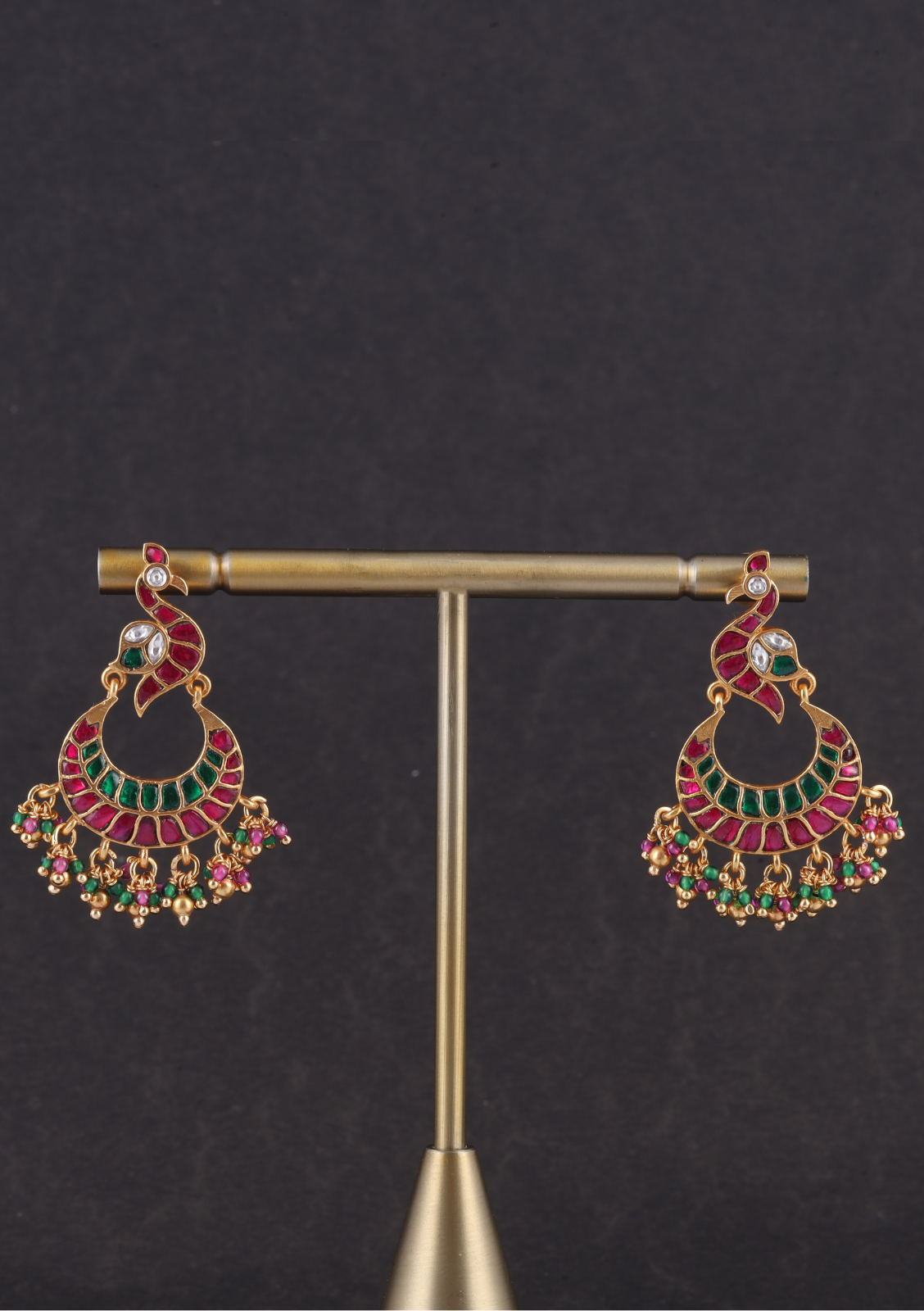 Designer Elegant Peacock Jadau Kundan Chandbali Earrings