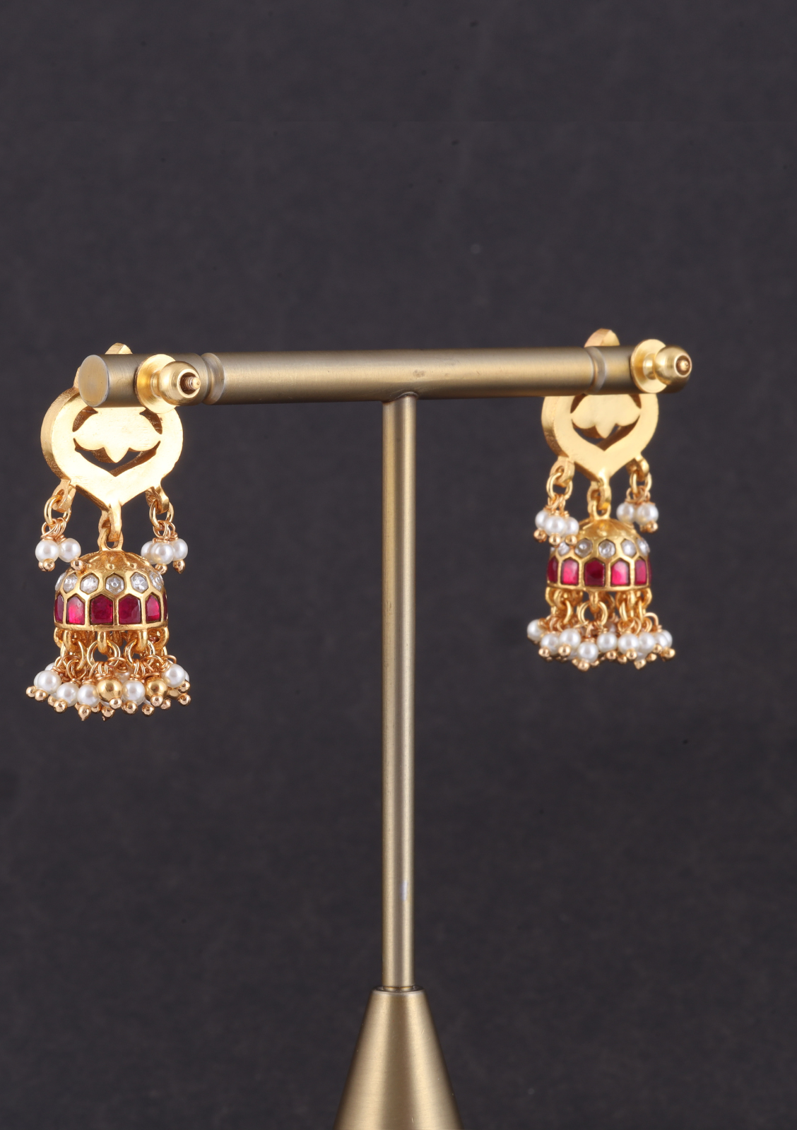 Eye-Catching Designer Jadau Kundan Jhumka Earrings with Pearl Beads Hangings