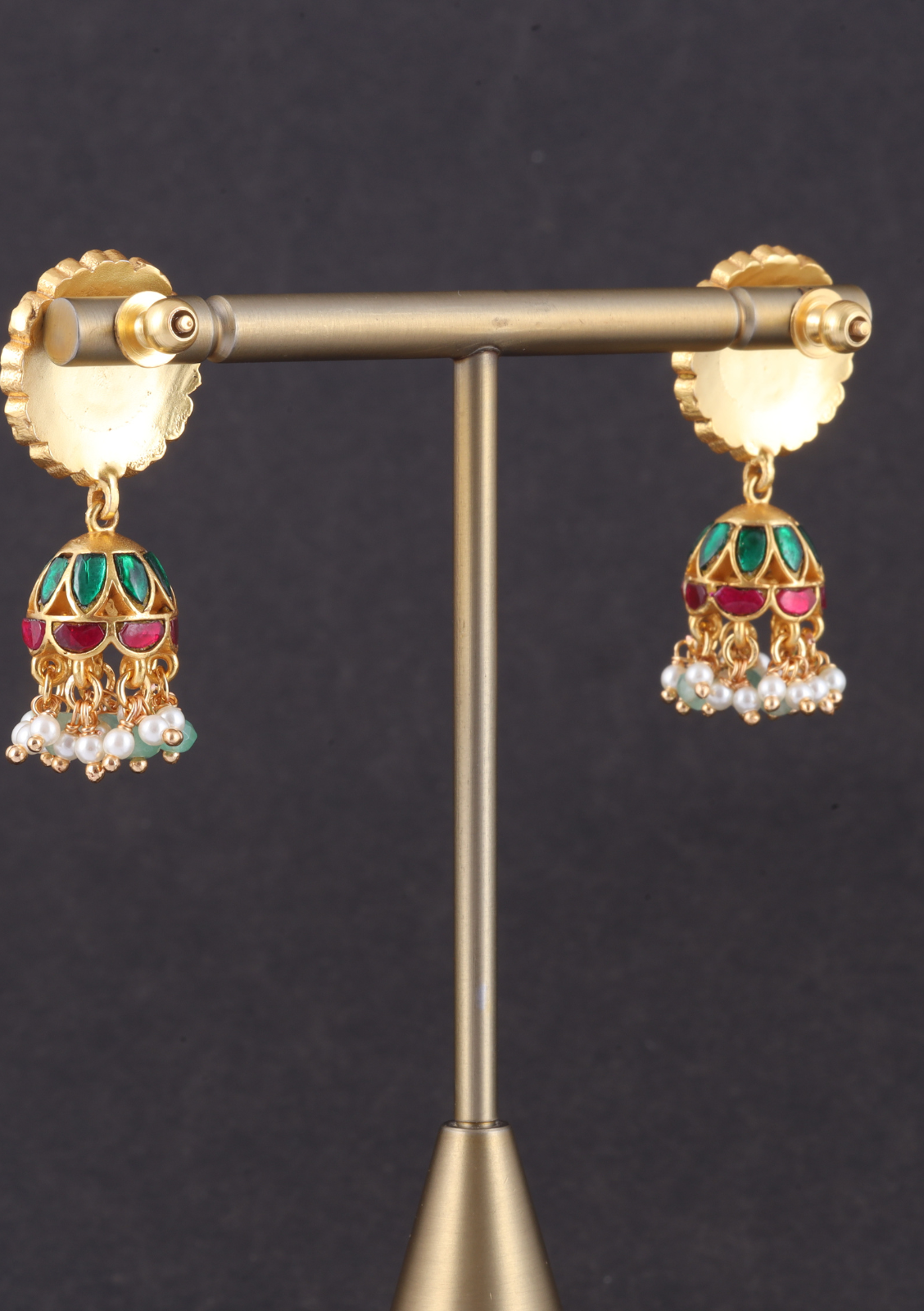 Simple and Cute Designer Jadau Kundan Jhumka Earrings with Pearl Hangings