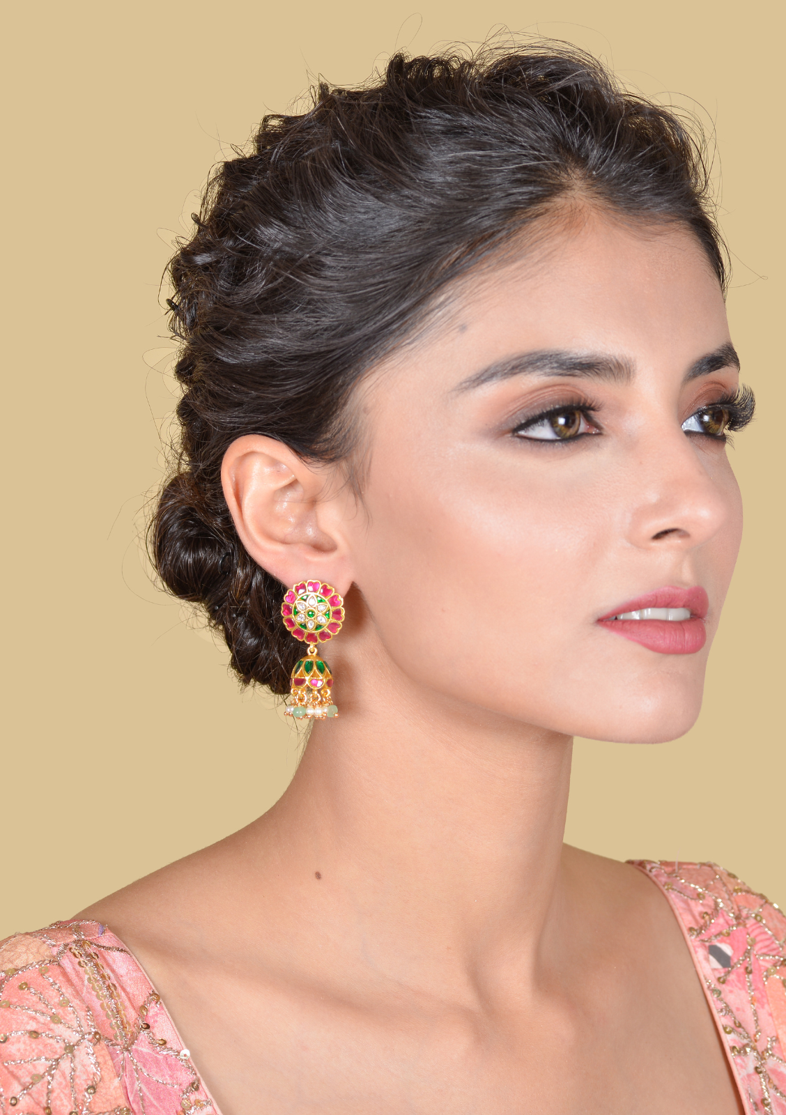 Simple and Cute Designer Jadau Kundan Jhumka Earrings with Pearl Hangings