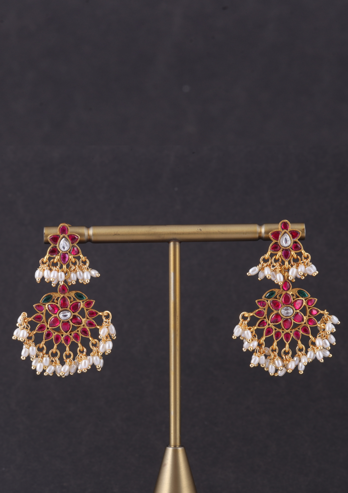Classic Jadau Kundan Earrings with Rice Pearls