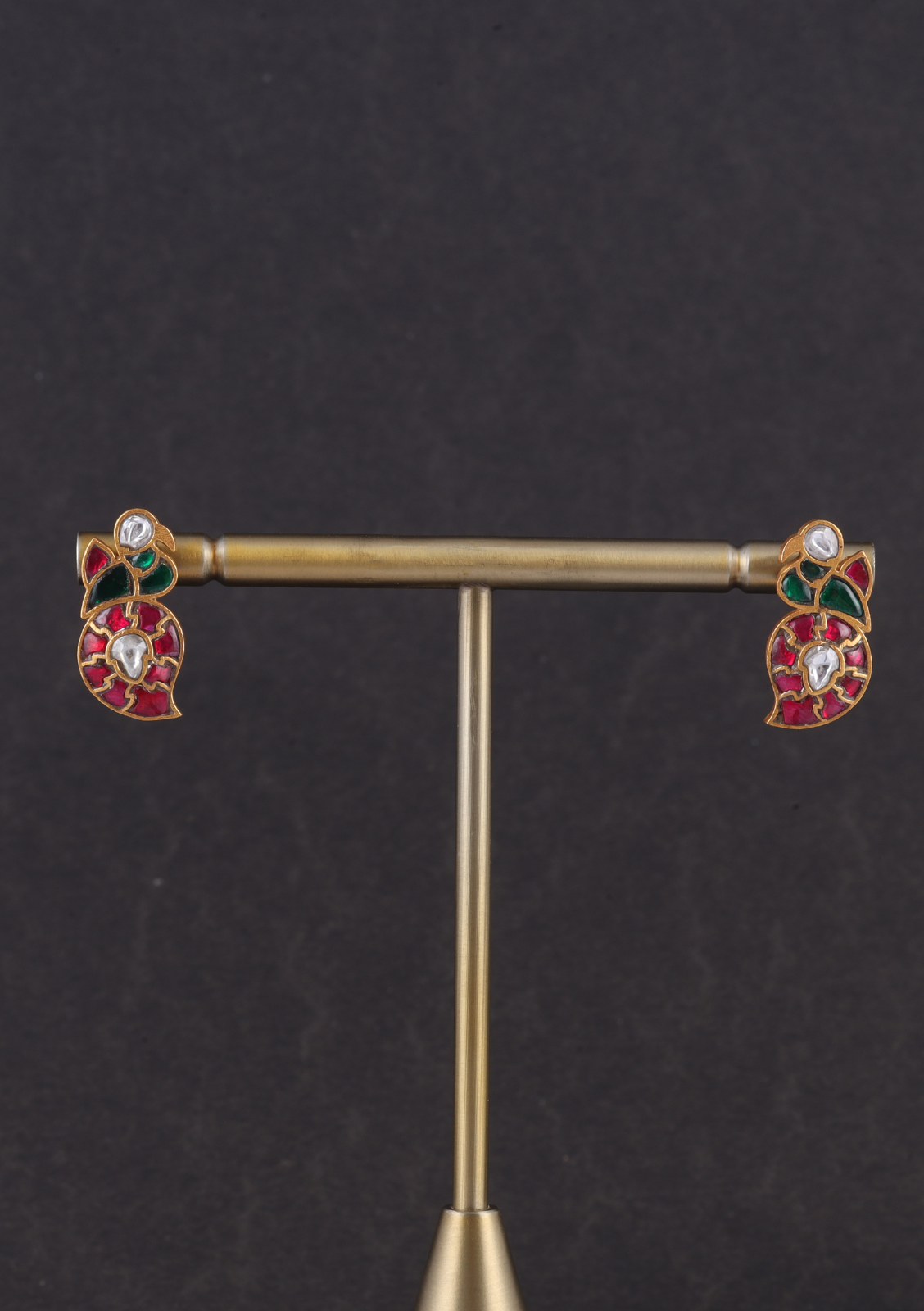 Peacock Mango Real Jadau Kundan Stud Earrings