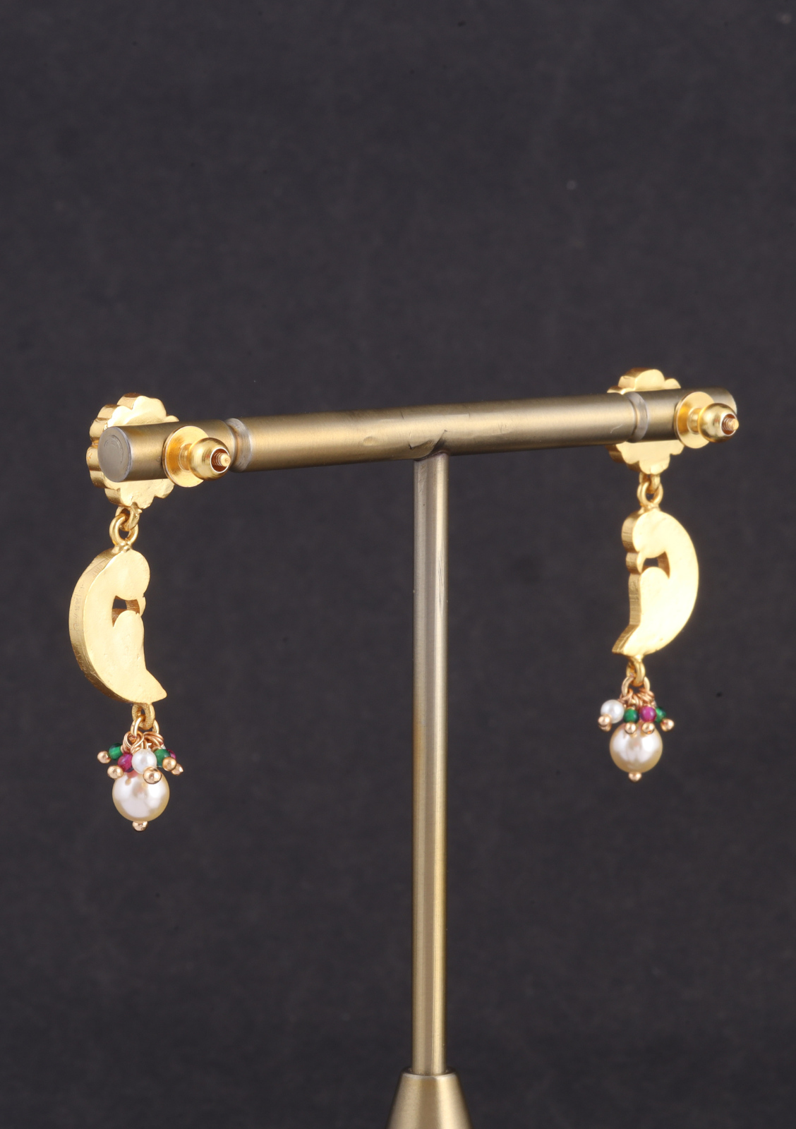 Classic Floral and Peacock Jadau Kundan Earrings with Pearl Hangings