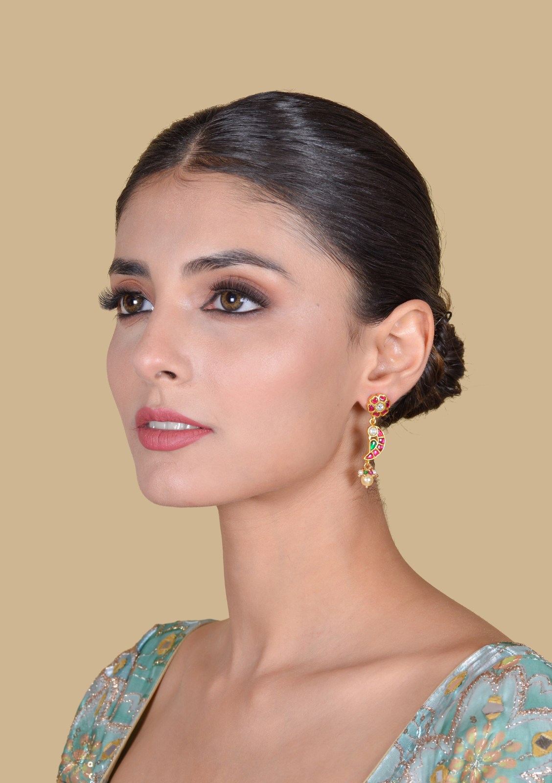 Classic Floral and Peacock Jadau Kundan Earrings with Pearl Hangings
