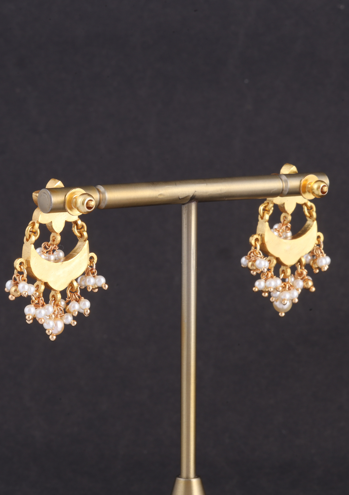 Simple and Cute Designer Floral Chandbali Earrings with Pearl Beads Hangings