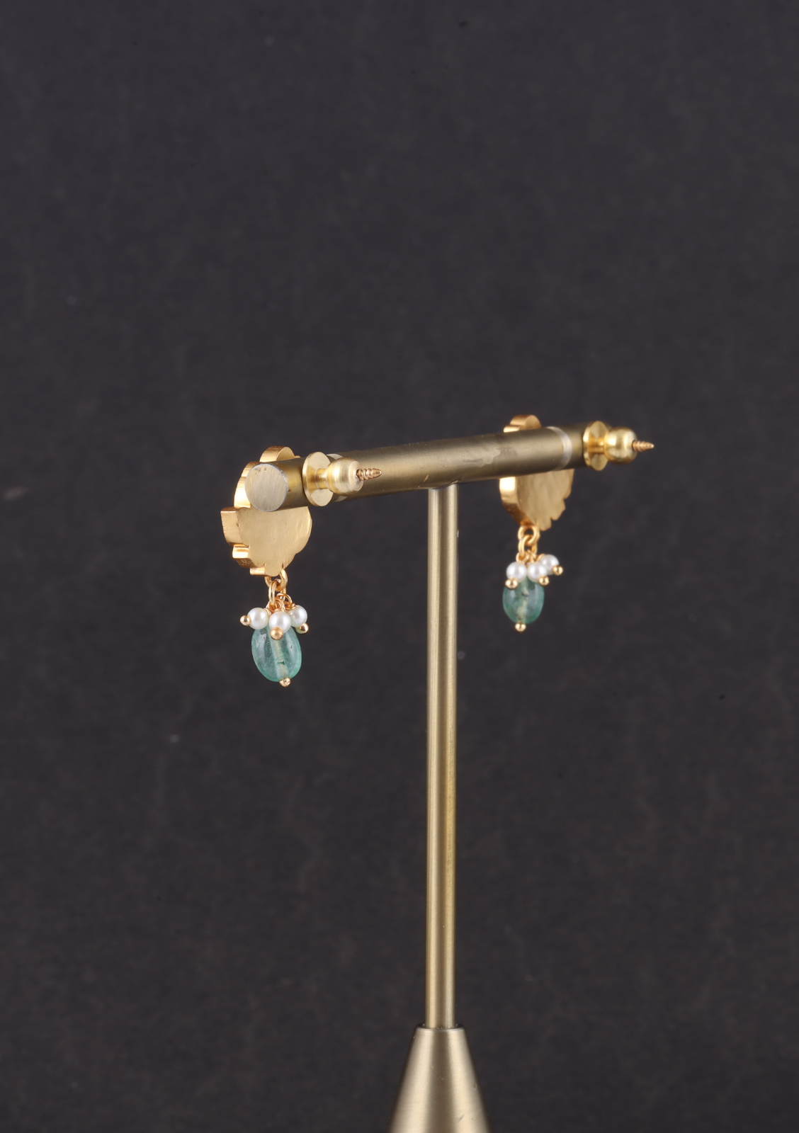 Designer Small Bird Jadau Kundan Stud Earrings with Green Beads