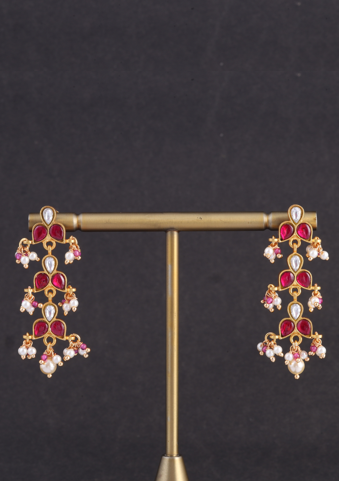 Classic Simple Dangler Jadau Kundan Earrings with Pearl Hangings