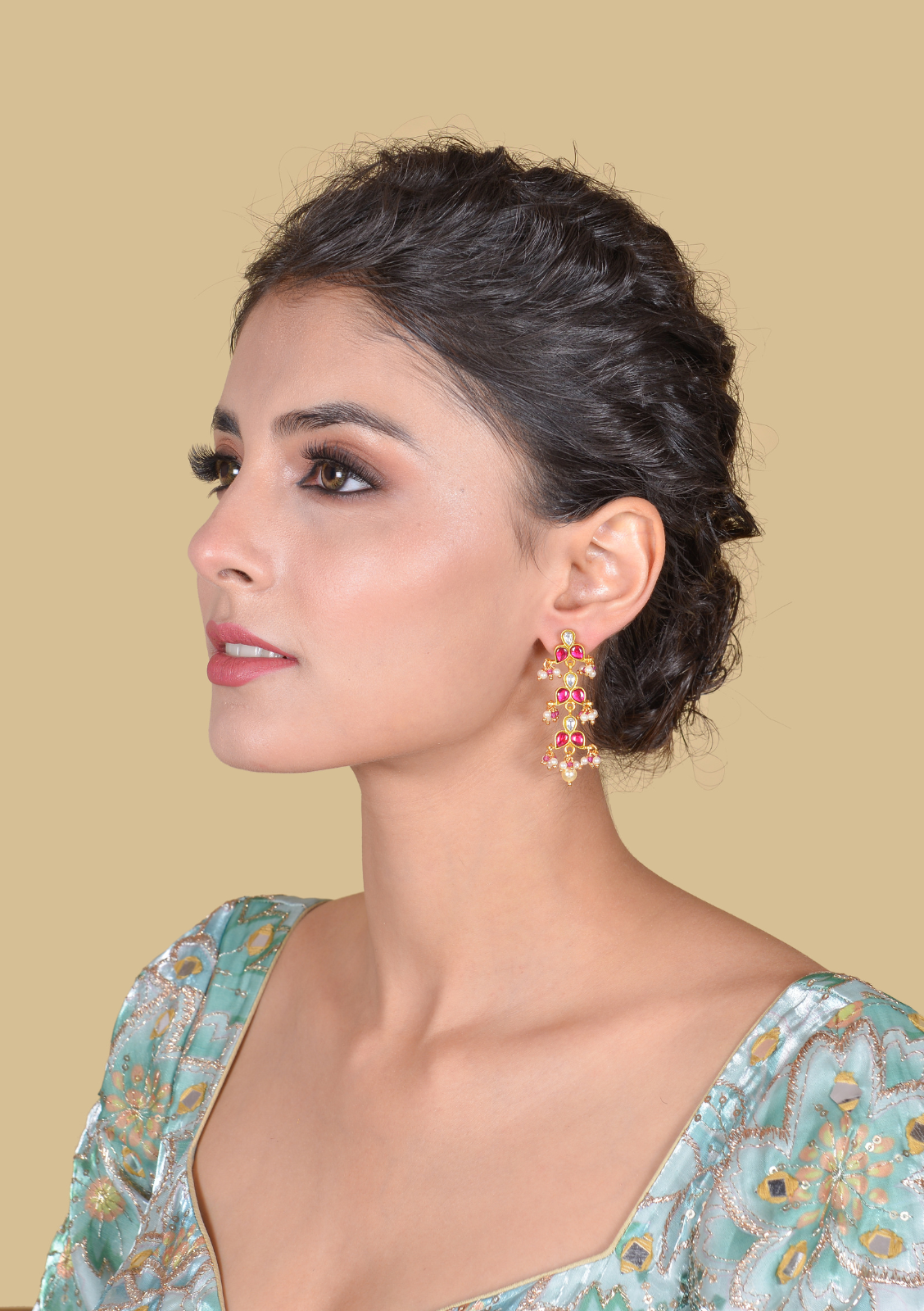 Classic Simple Dangler Jadau Kundan Earrings with Pearl Hangings
