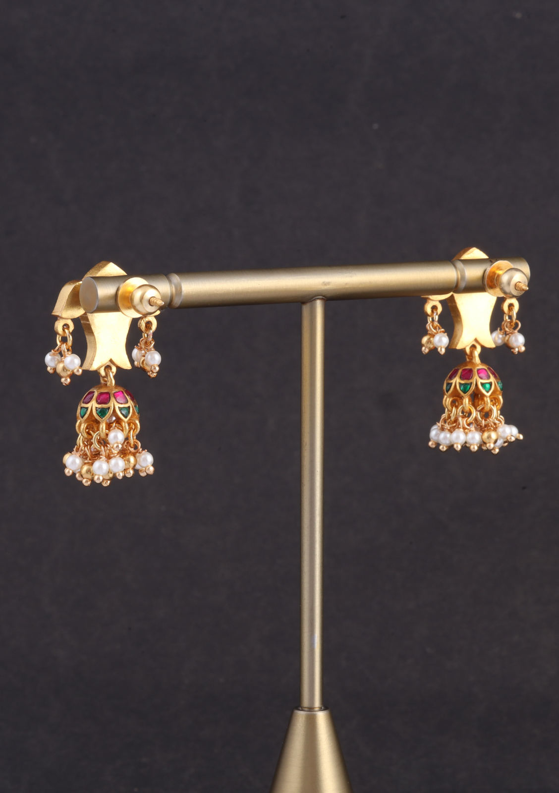 Fascinating Fish Motif Jadau Kundan Jhumka Earrings with Pearl Hangings