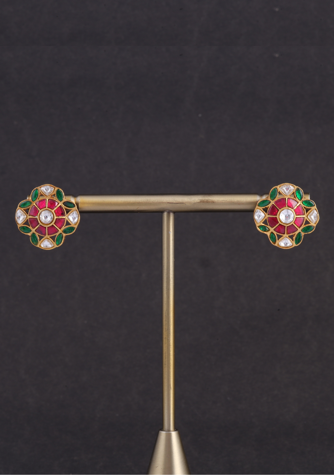 Charming Floral Motif Designer Jadau Kundan Stud Earrings