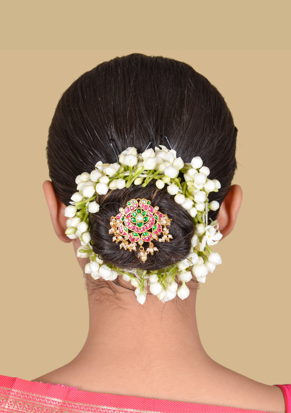 Designer Peacock Motif Jadau Kundan Hair Pin with Pearl Hangings