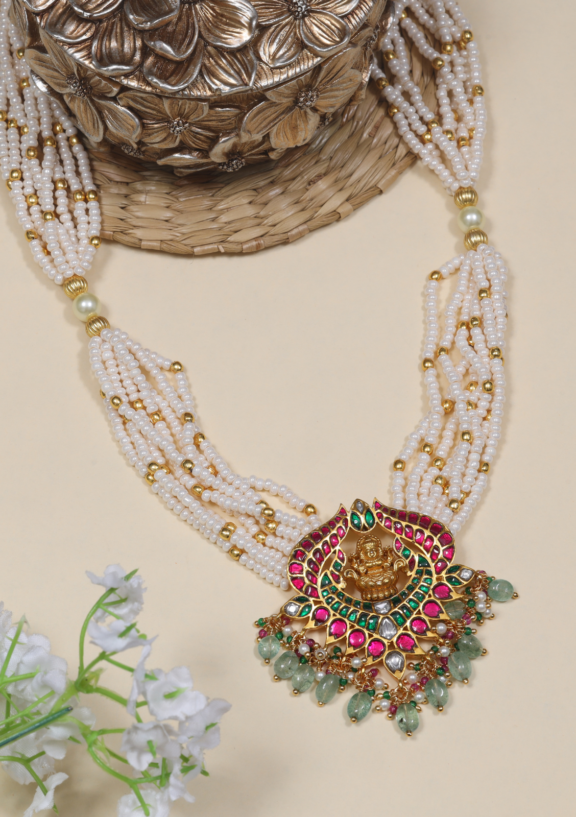 Elegant Nakshi Jadau Kundan Lakshmi Long Necklace
