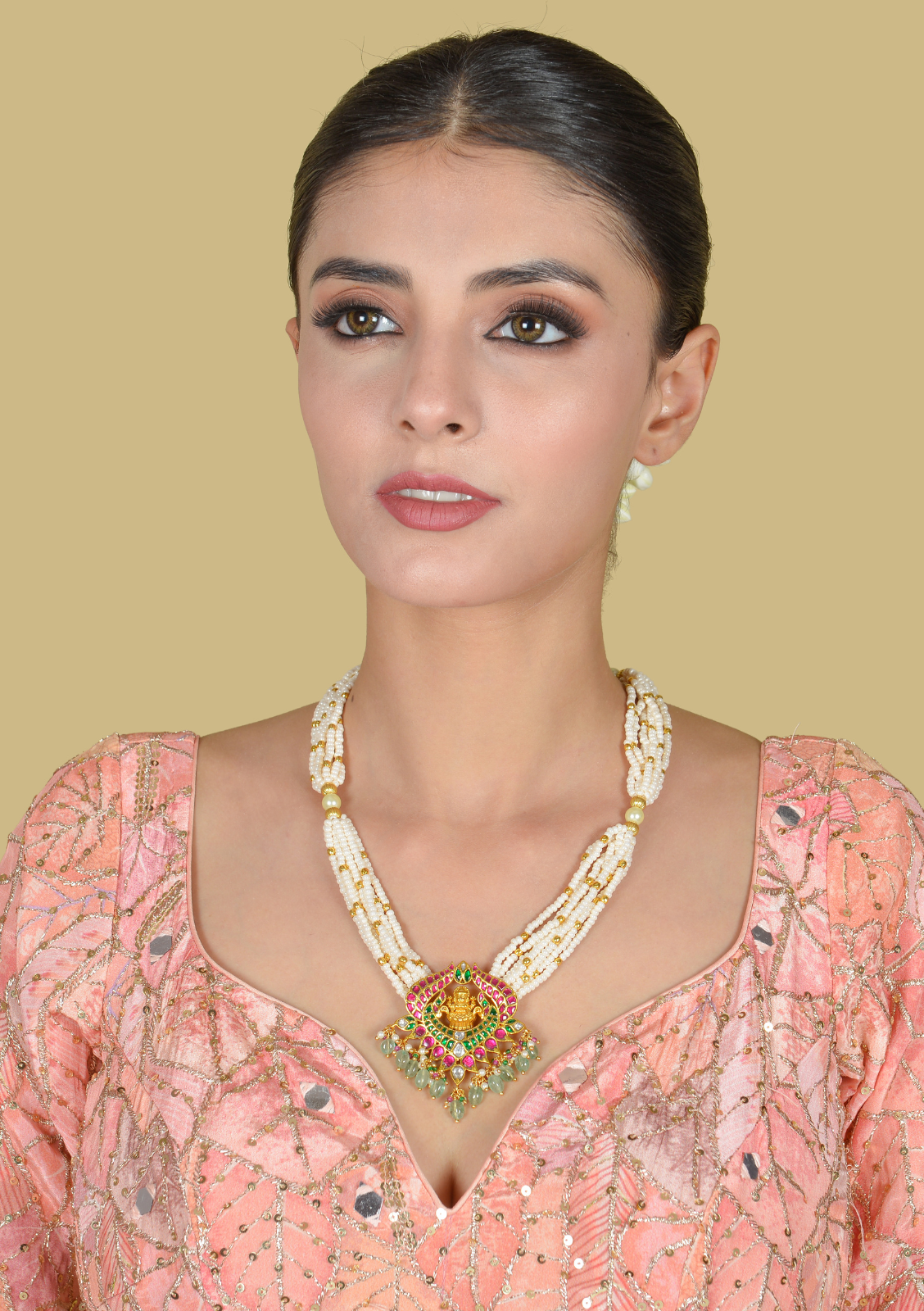 Elegant Nakshi Jadau Kundan Lakshmi Long Necklace