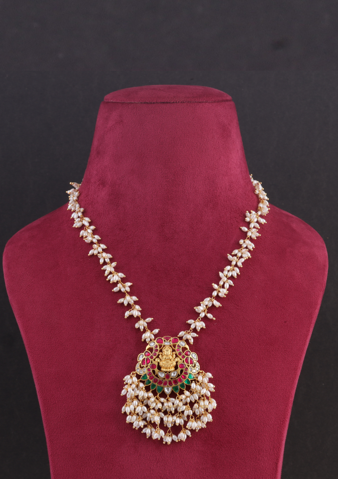 Designer Floral Chain Lakshmi Motif Jadau Kundan Necklace