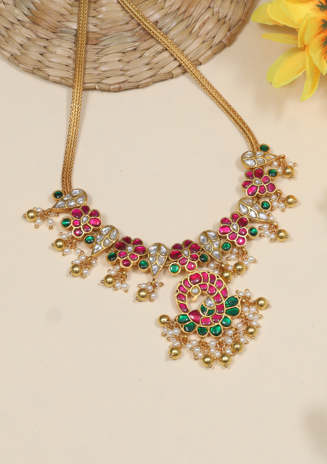 Designer Jadau Kundan Classic Simple Short Necklace