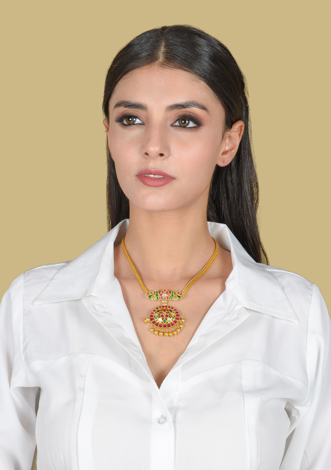 Jadau Kundan Traditional Simple Short Necklace