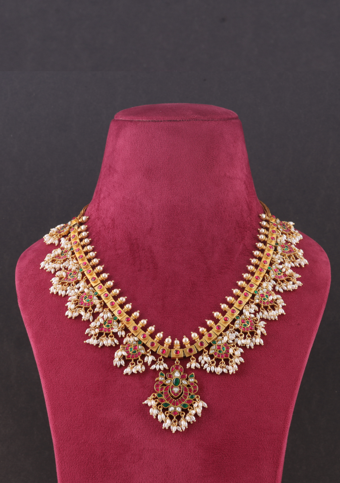 Elegant Guttapusalu Necklace Fine Jadau Kundan work with Rice Pearls