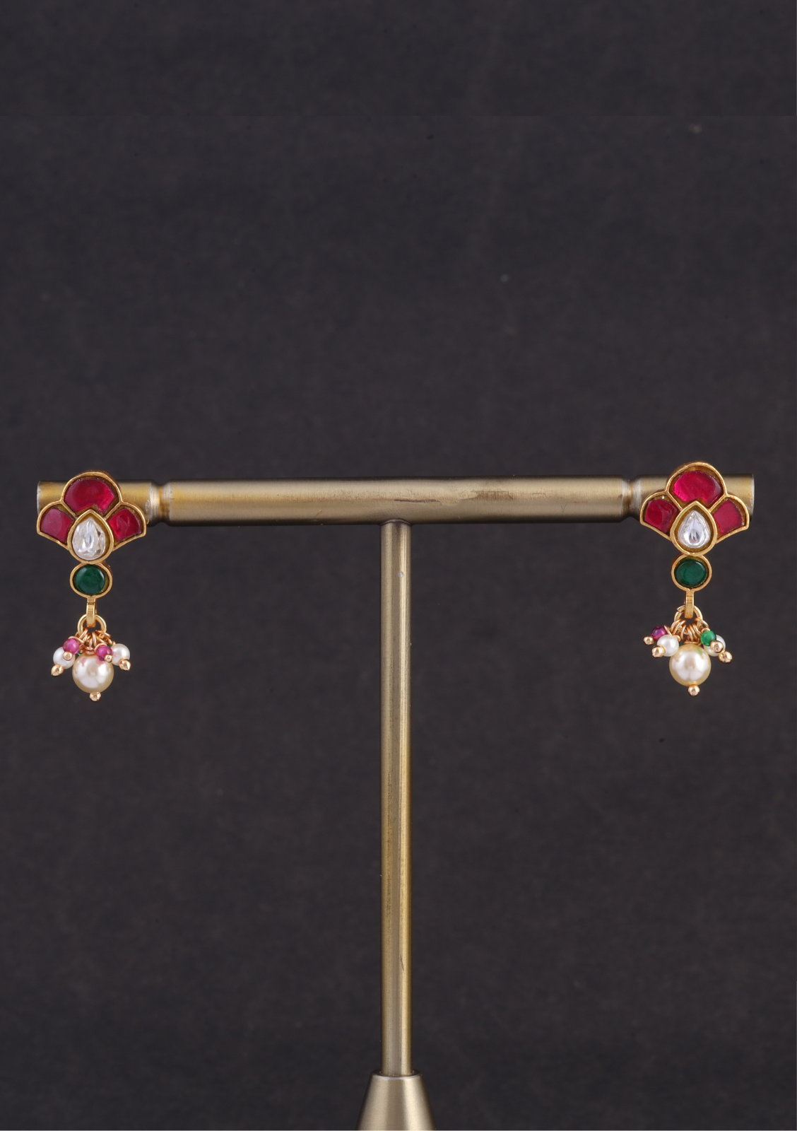 Simple and Beautiful Peals Chain Necklace Earring Set with Jadau Kundan Motifs