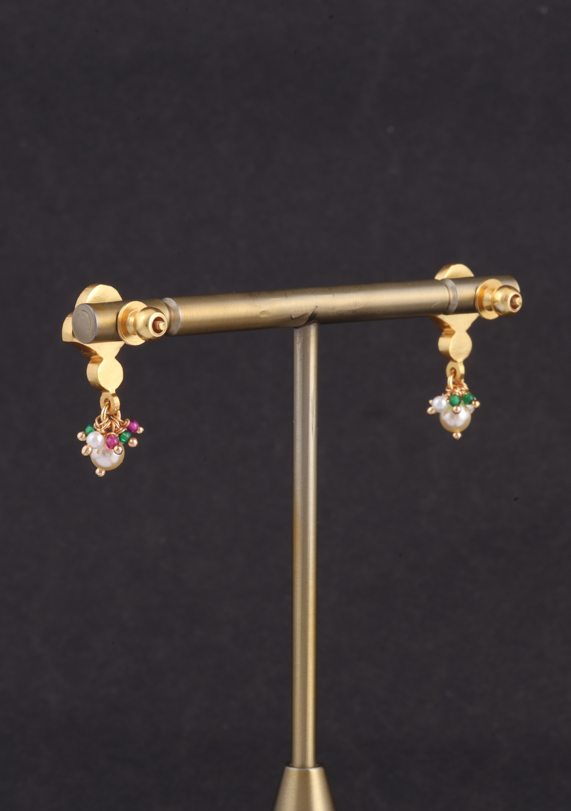 Simple and Beautiful Peals Chain Necklace Earring Set with Jadau Kundan Motifs