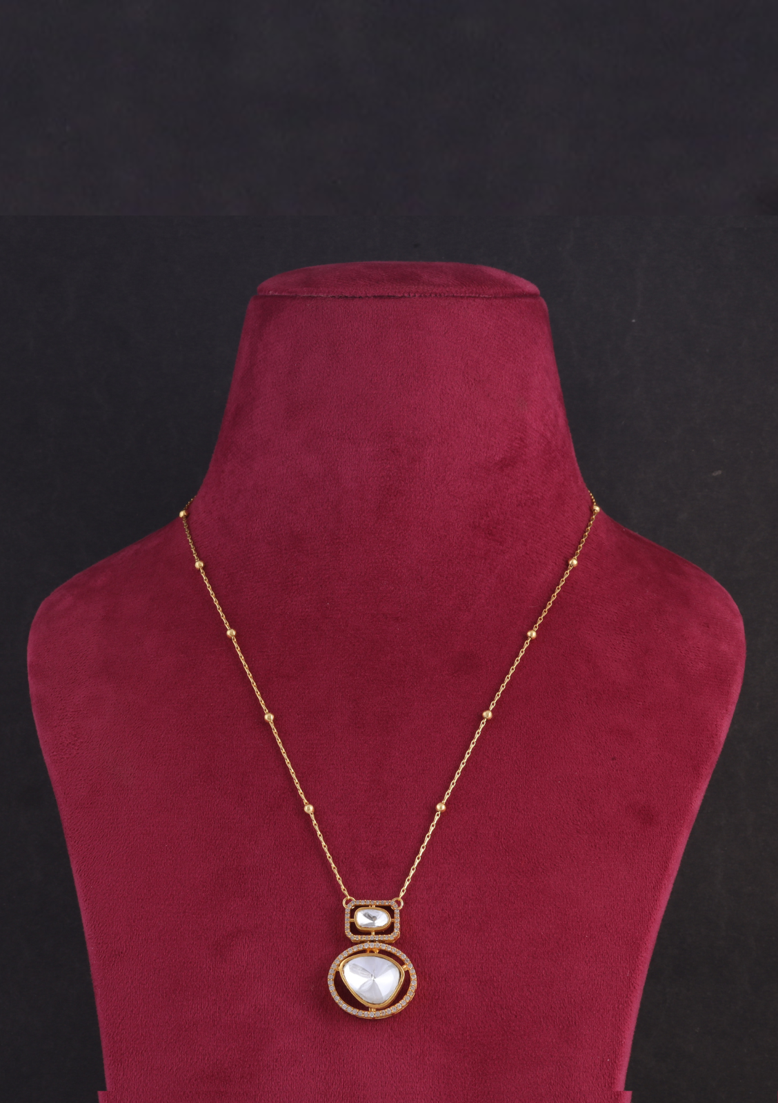 Minimal Elegant Moissanite Polki Necklace Earring Set