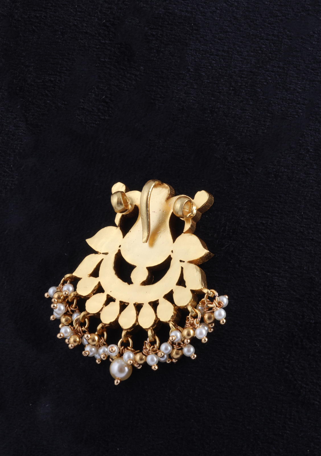 Classic Ruby and Emerald Jadau Kundan Pendant with Pearl Hangings