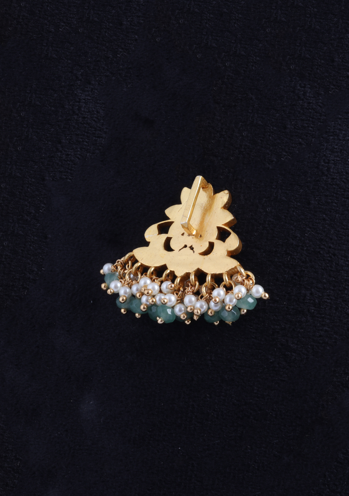 Simple Classic Jadau Kundan Designer Pendant with Pearl and Green Beads Hangings