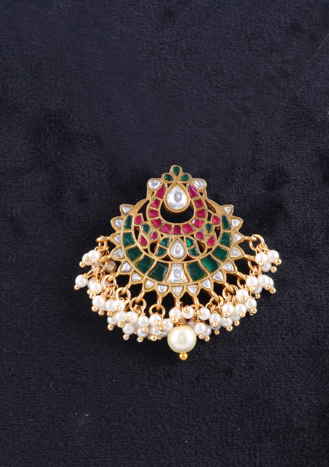 Stunning Designer Jadau Kundan Pendant with Pearl Beads Hangings