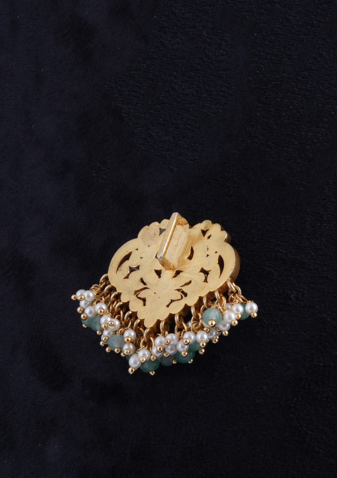 Classic Designer Motifs Peacock Jadau Kundan Pendant with Pearl and Green Beads Hangings