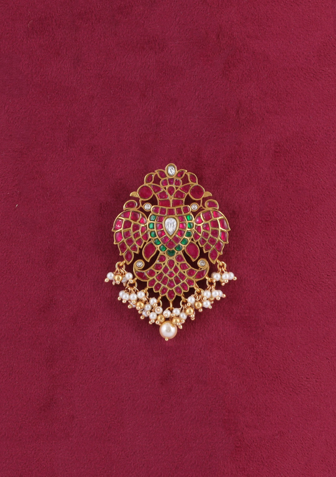 Exclusive Charming Garuda Jadau Kundan Pendant with Pearl Hangings