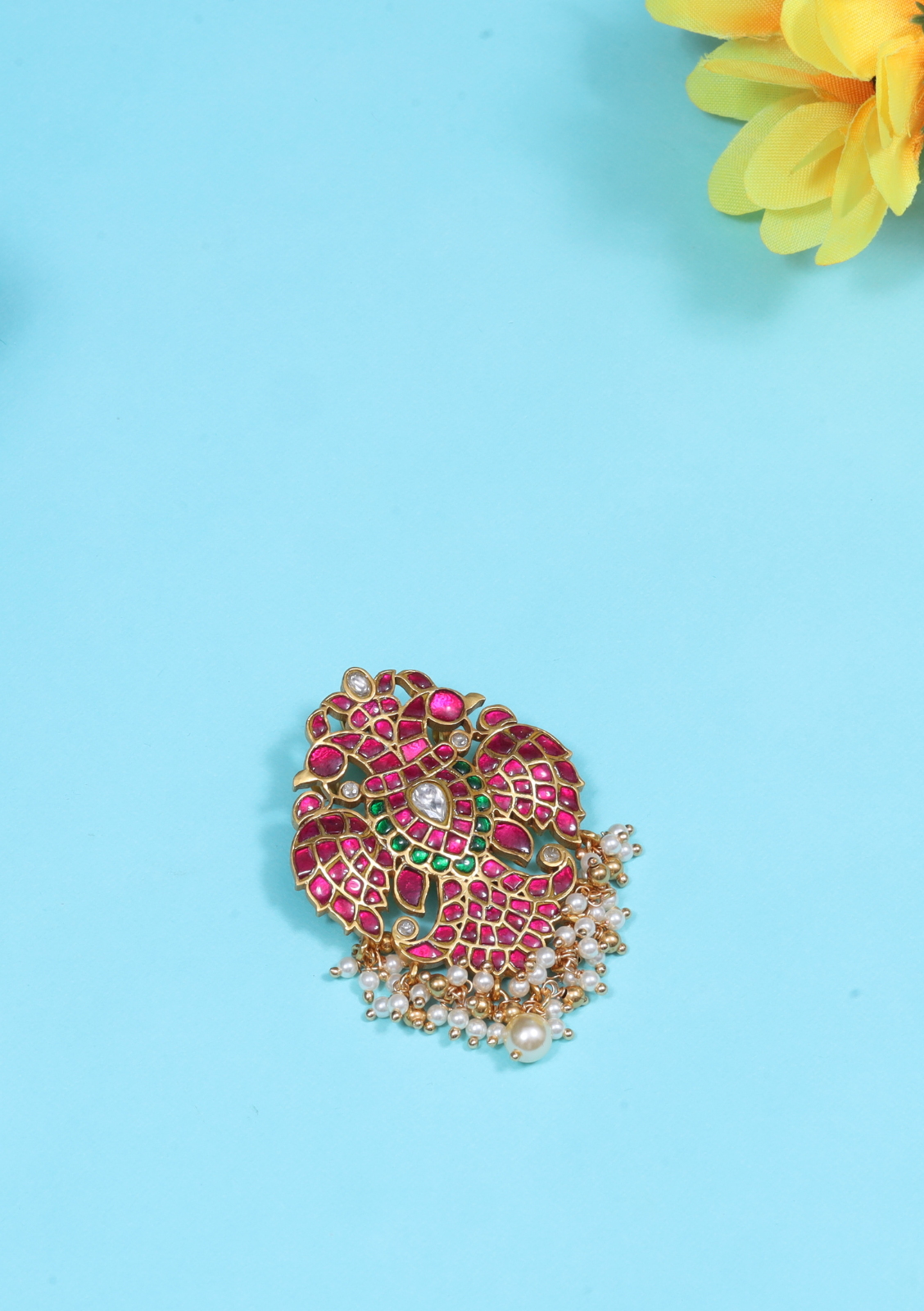 Exclusive Charming Garuda Jadau Kundan Pendant with Pearl Hangings