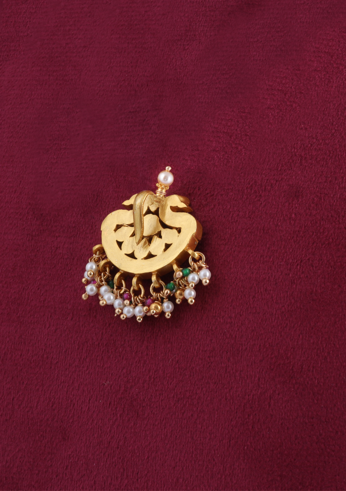 Simple Delightful Jadau Kundan Pendant with Pearl and Colour Stone Beads Hangings