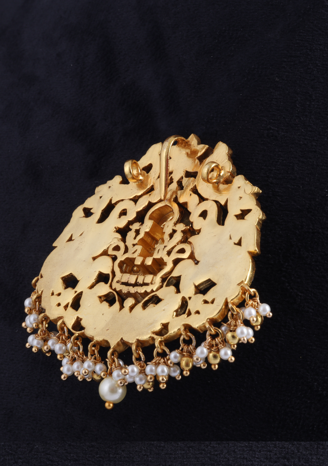 Beautiful Lakshmi Goddess Peacock Jadau Kundan Pendant with Pearl Hangings