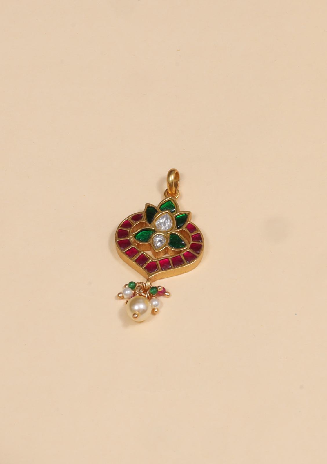 Classic Dainty Jadau Kundan Pendant with Pearls