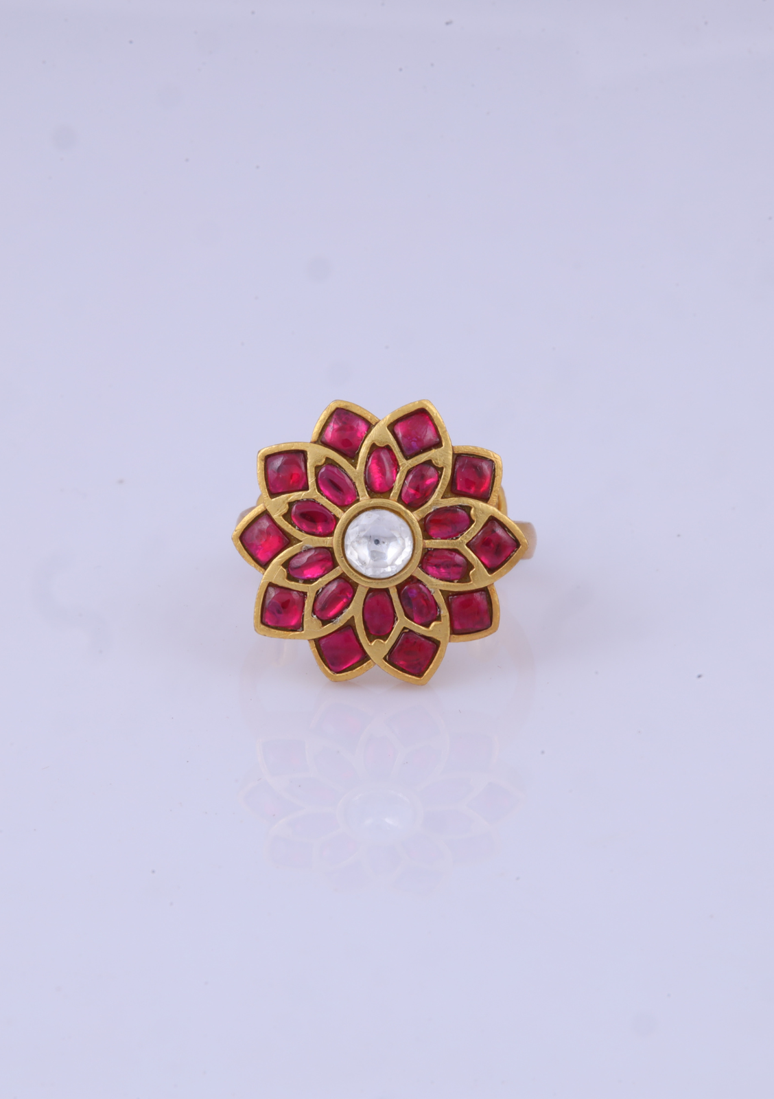 Beautiful Floral Pattern Jadau Kundan Ring