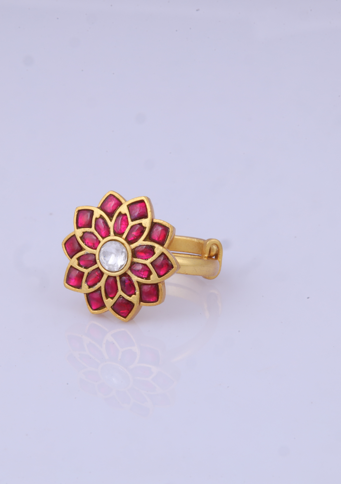 Beautiful Floral Pattern Jadau Kundan Ring