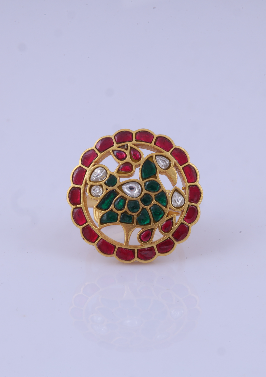 Peacock Jadau Kundan Ring