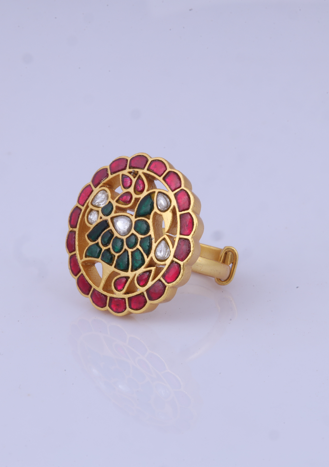 Peacock Jadau Kundan Ring