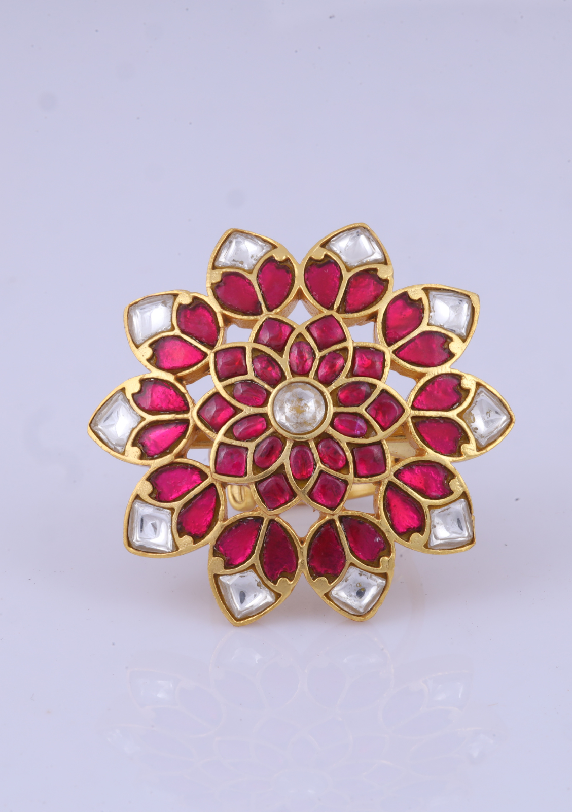 Floral Jadau Kundan Designer Ring