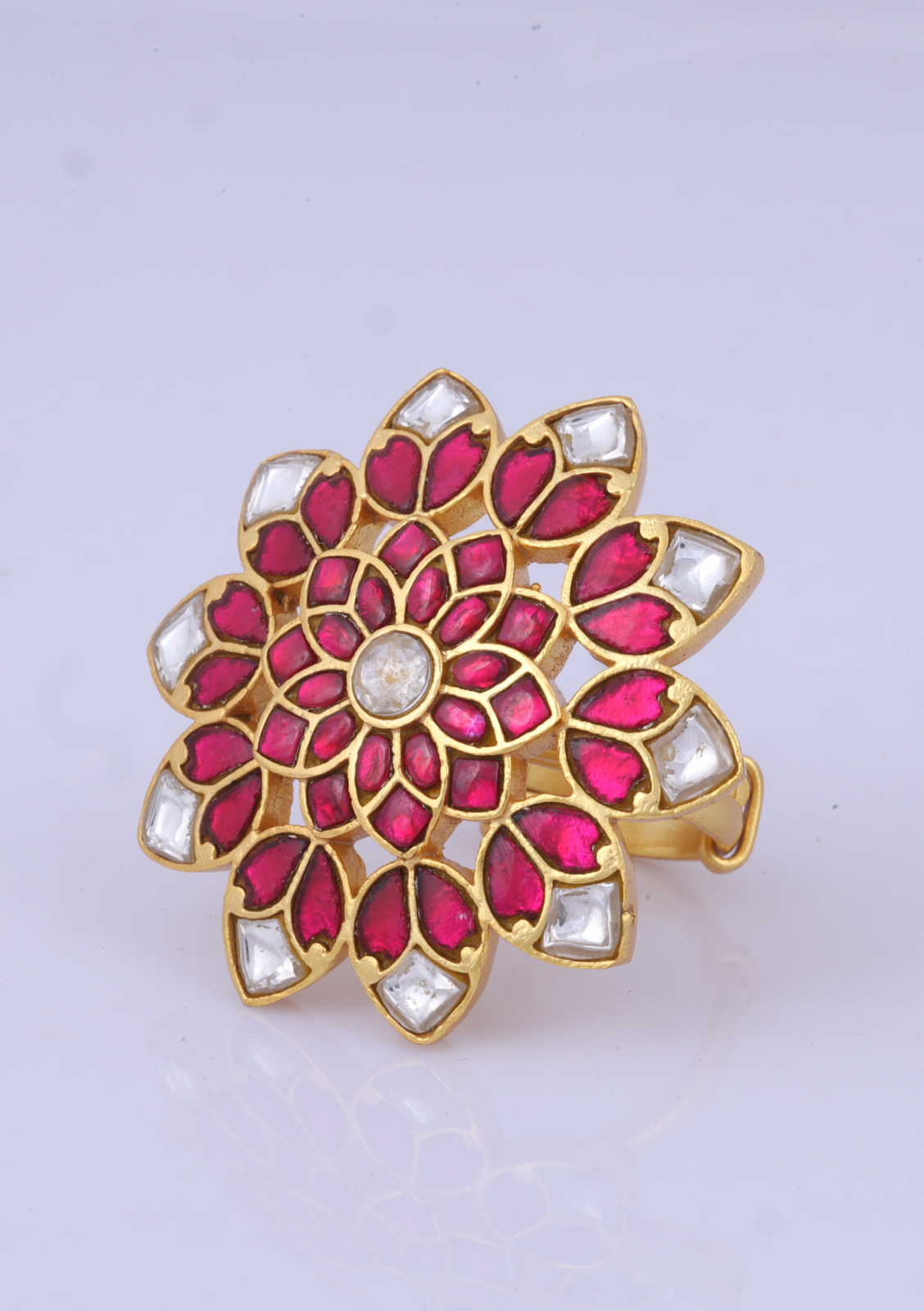 Floral Jadau Kundan Designer Ring