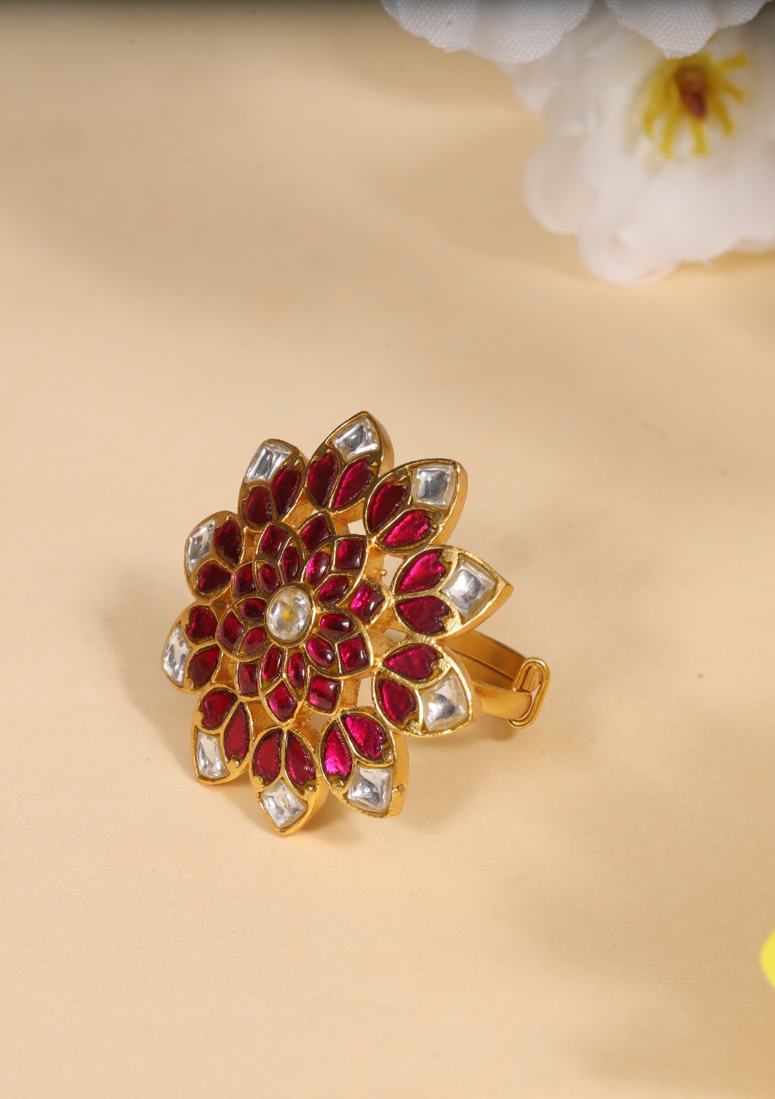 Floral Jadau Kundan Designer Ring