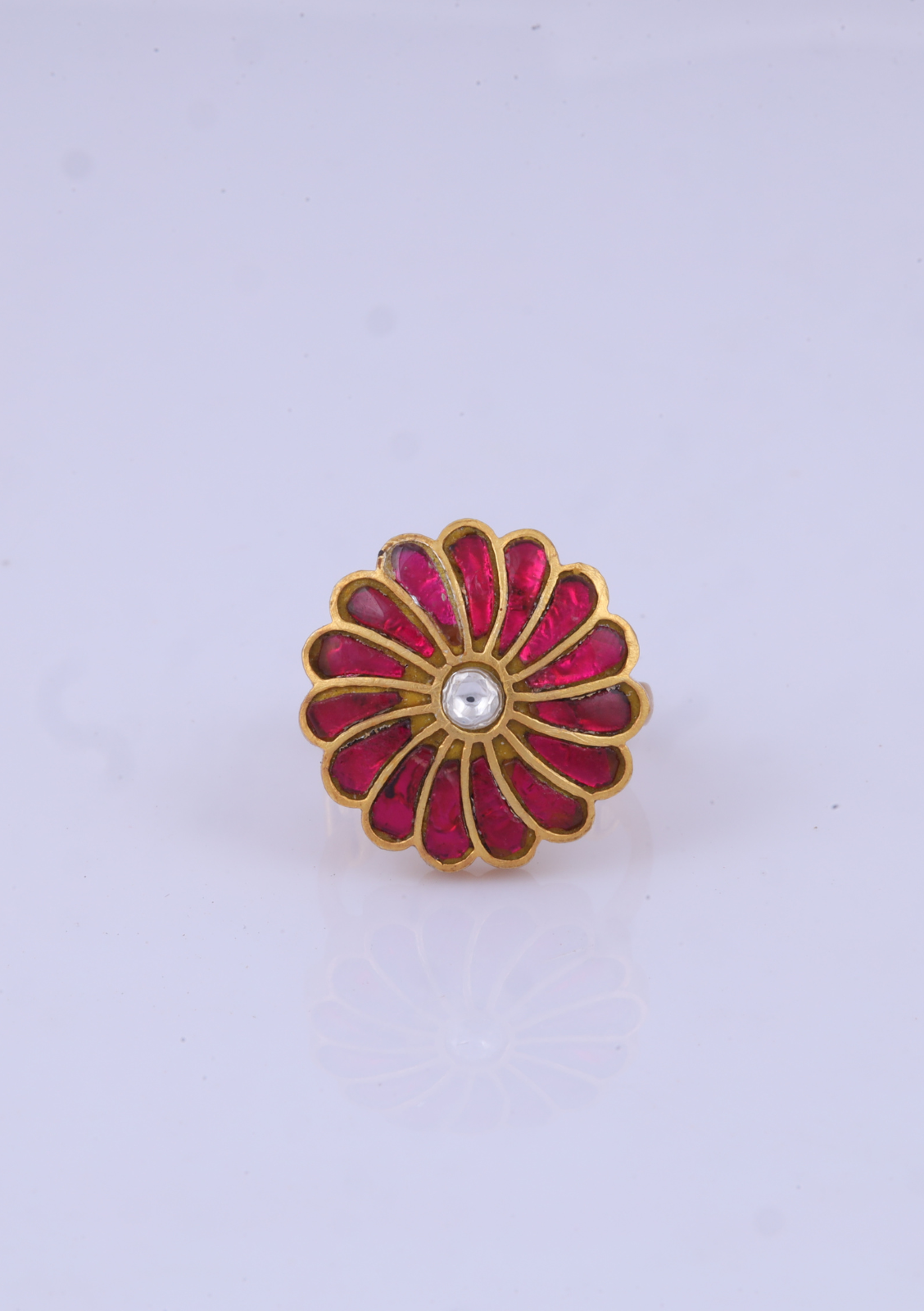 Simple Floral Jadau Kundan Ring