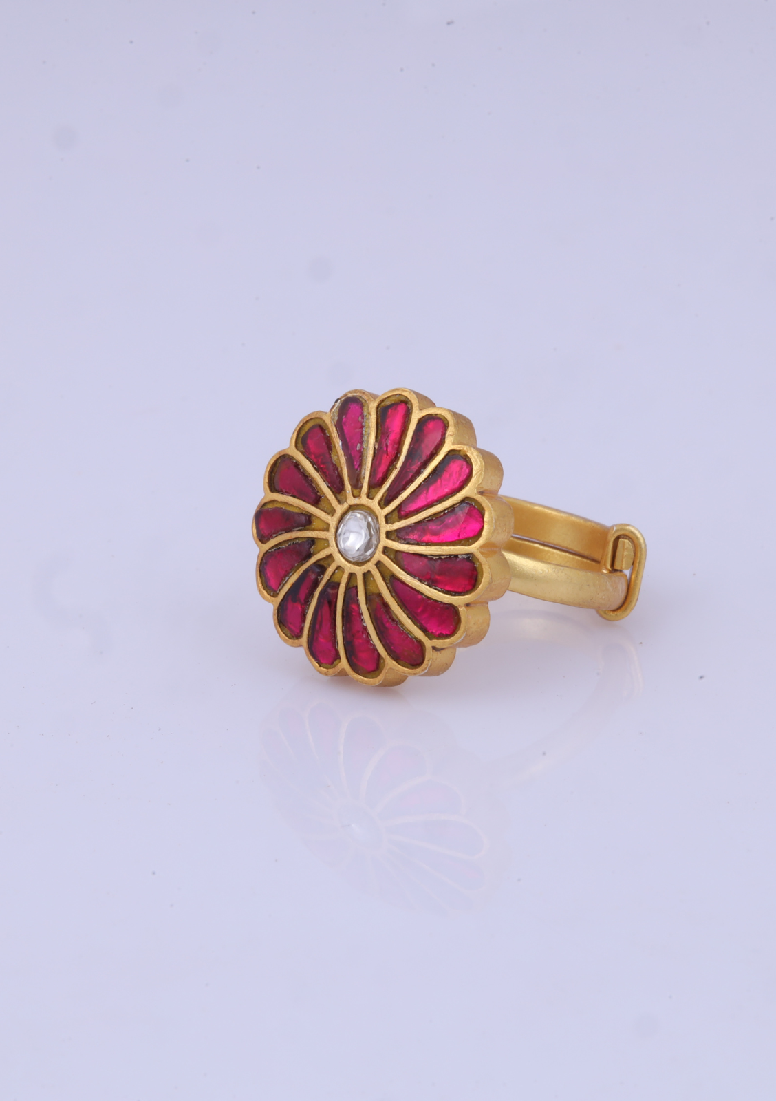Simple Floral Jadau Kundan Ring