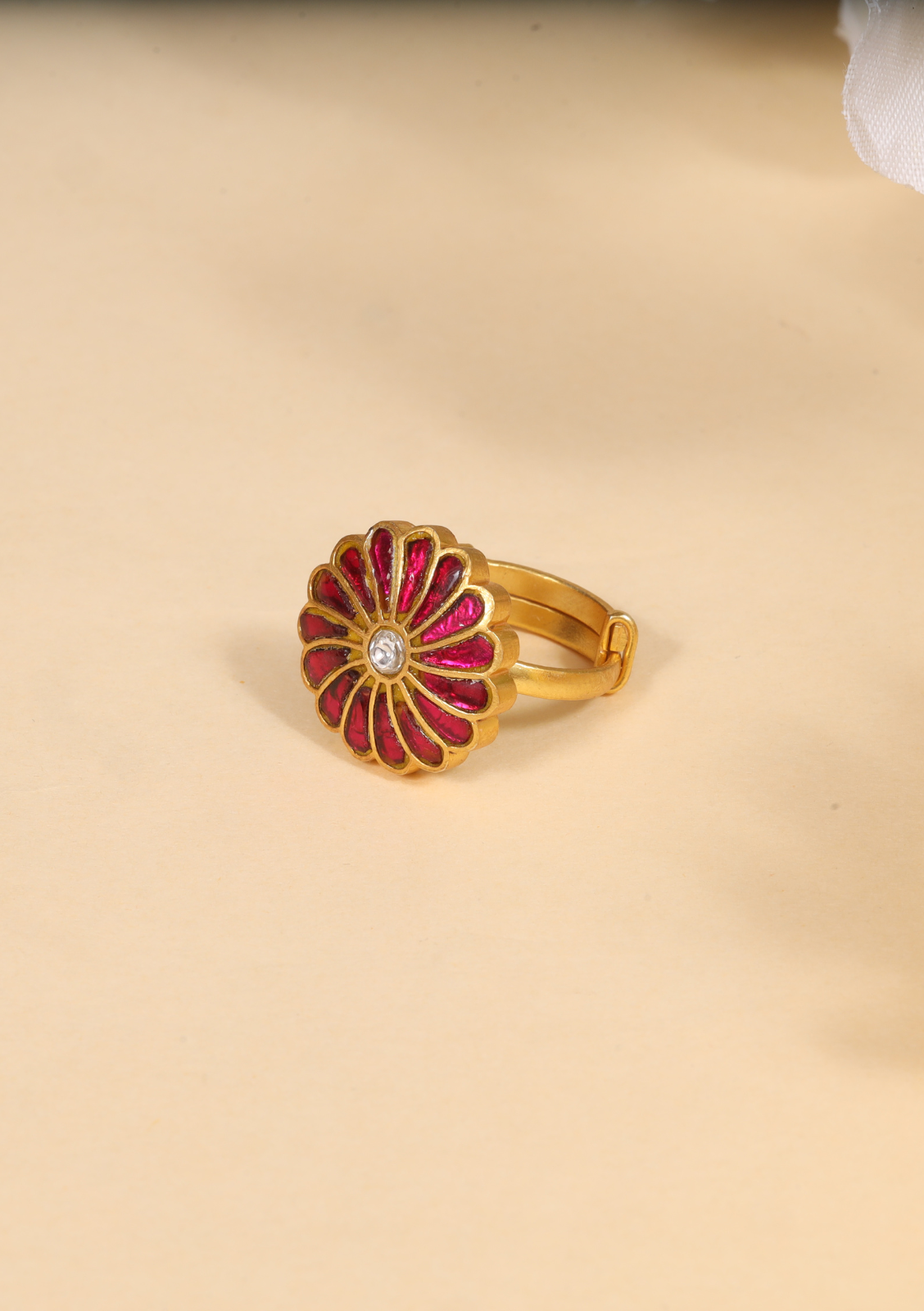 Simple Floral Jadau Kundan Ring